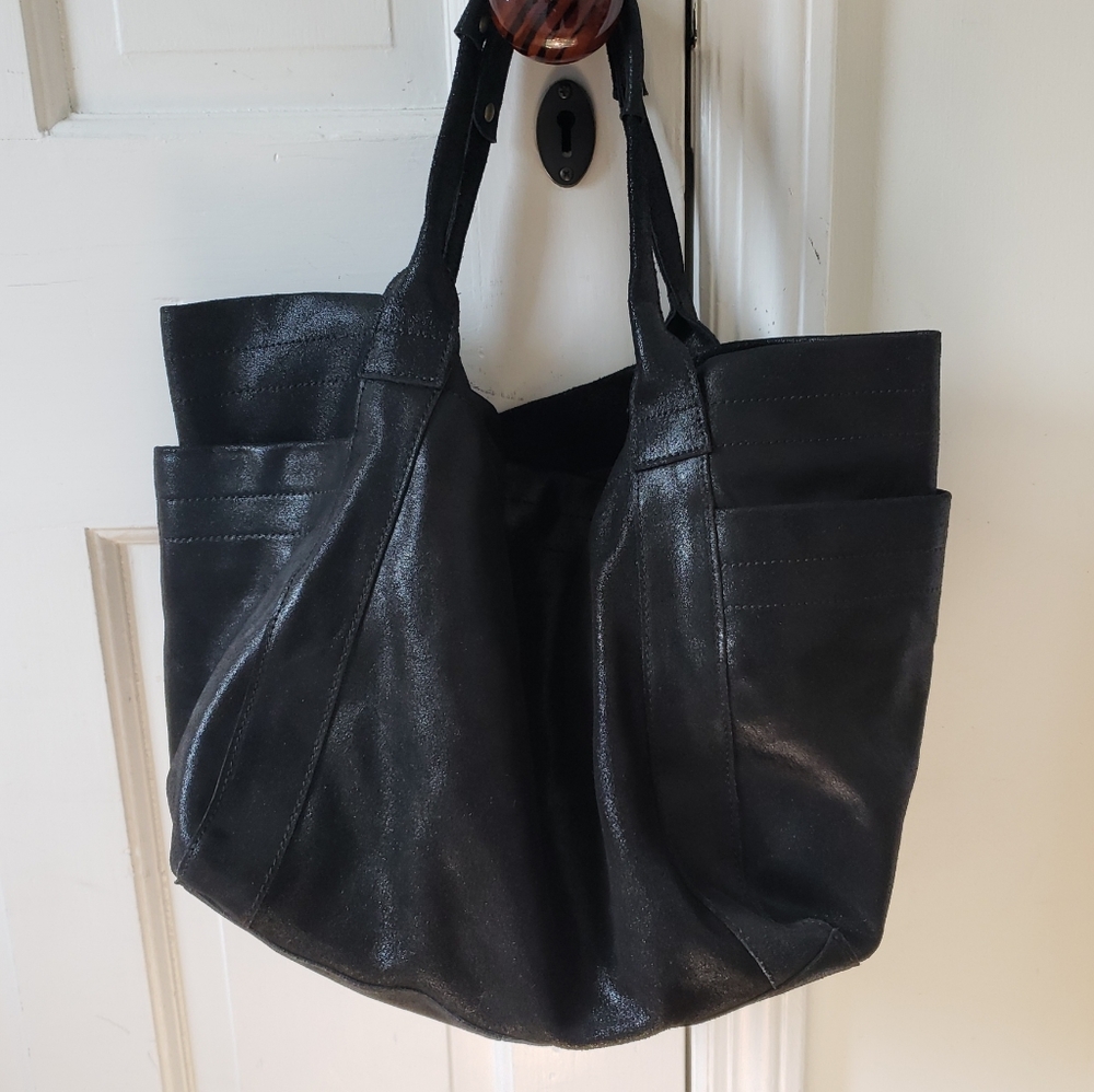 Black Leather Tote Bag - Classic Everyday Carry